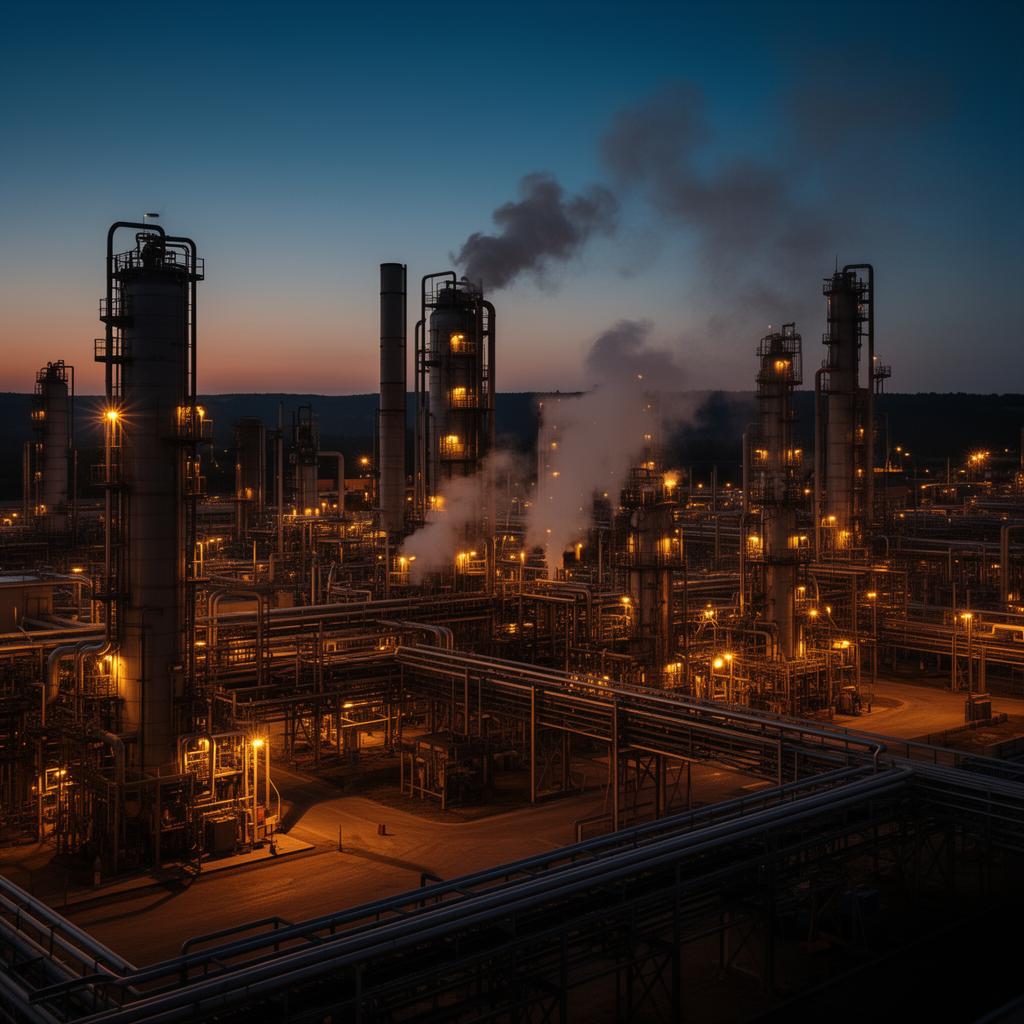 Industrial plant at twilight